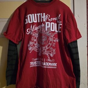 Y2K Southpole Streetwear Layered Red Long Sleeve Shirt Grunge Skater